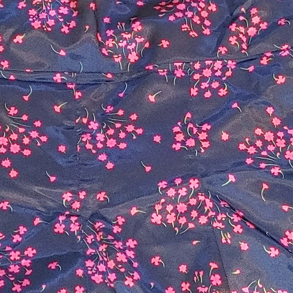 Silky Coquette Peplum Cami, Medium, Navy Blue with Pink Flowers and Navy… - Picture 3 of 5
